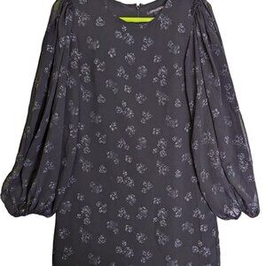 Victorias Secret Womens size 4 Black Floral Balloon Sleeve Zip Back Lined Dress